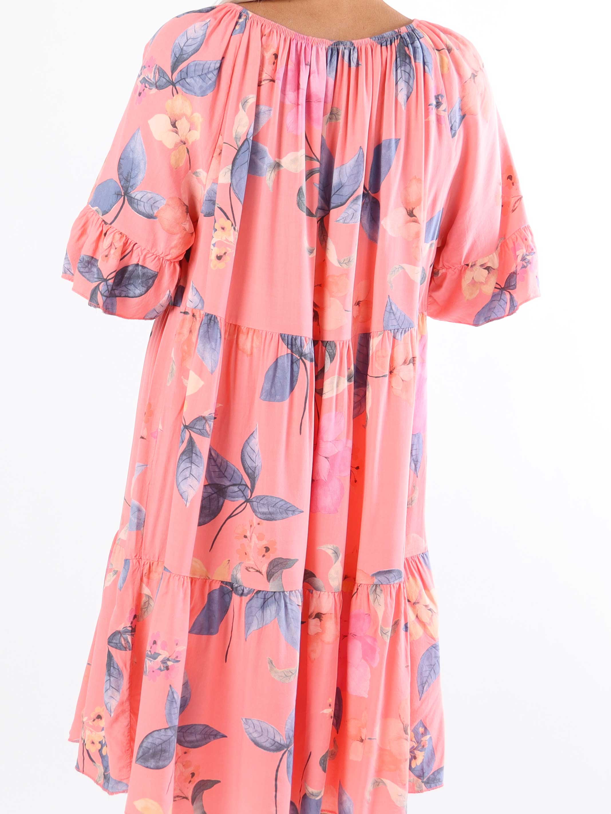 Malibu - Plus size-klänning i bomull med elastisk halsringning